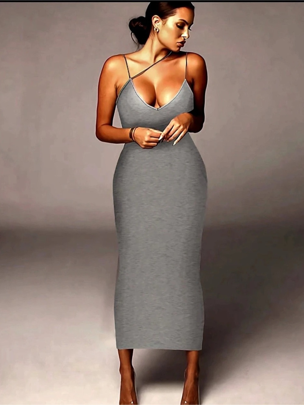 Gray Midi Slip Dress Like New